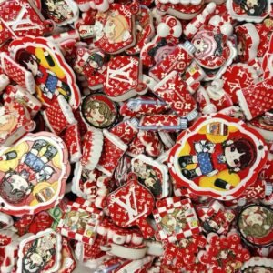 Acrylic beads – Skull Panda in Red for beadable pens, keychains, phone chains