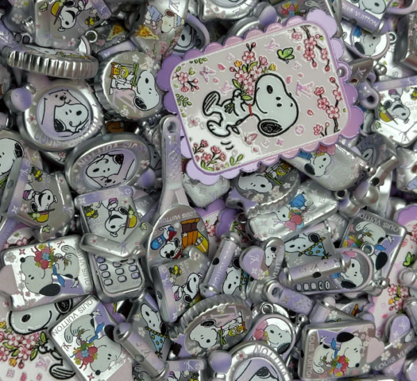 Acrylic beads – Snoopy in Silver for beadable pens, keychains, phone chains