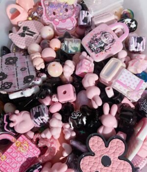Pink and Black Mixed Beads