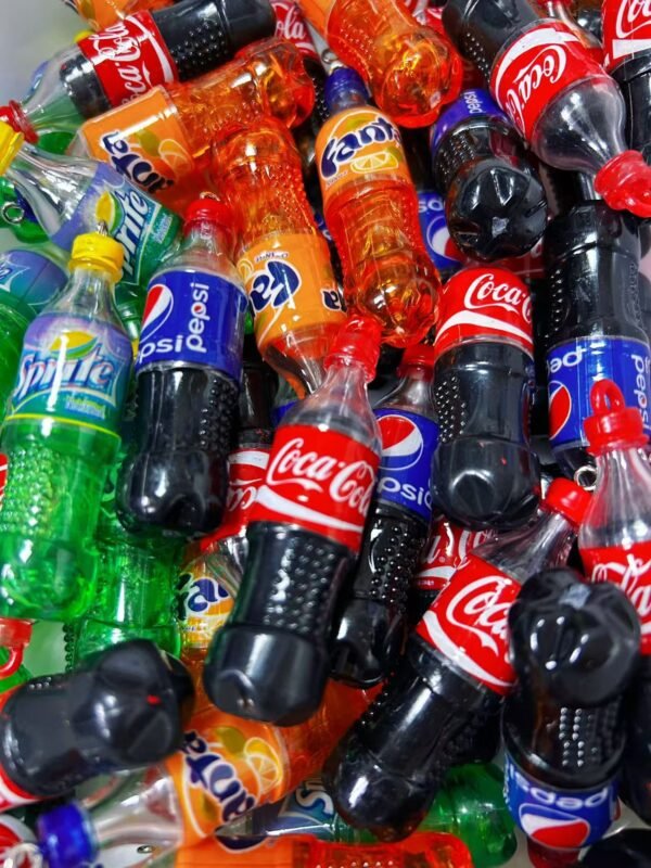 Bottle-Shaped Mini Soda Beads – Coke, Sprite, Pepsi, Fanta Mix--5 PCS