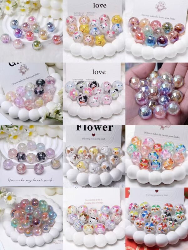 New!!! Resin Beads Lucky Game (Cartoon, Flower, Glitter...) (8mm-25mm)