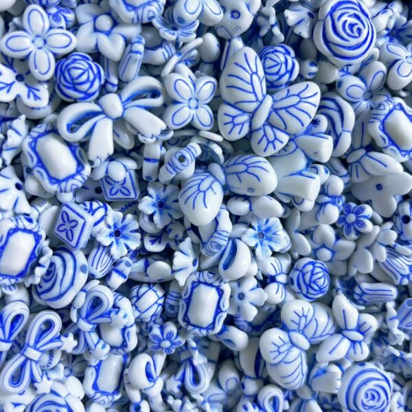 Acrylic DIY Accessories in Blue Porcelain Color – Assorted Mix (Approx. 20 Styles)---150 ML